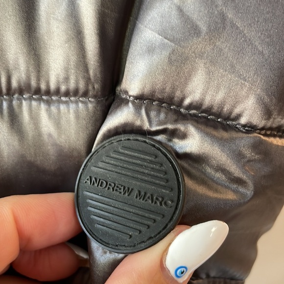 ANDREW MARC women’s REVERSIBLE metallic gray blk puffer / plush hooded jacket M - Picture 12 of 17